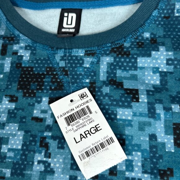 Ideology Boys L Sweatshirt Pixelated Camo Pullover Active Blue Black Warm NWT - Picture 2 of 8